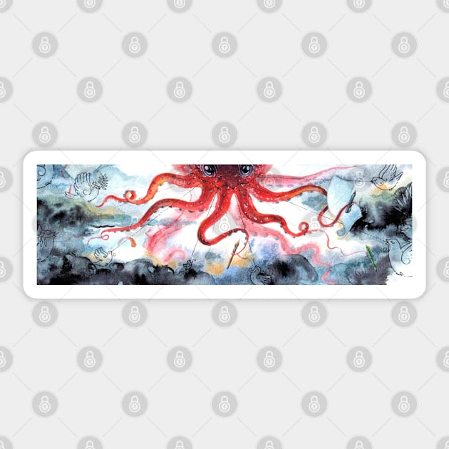 Flying octopus (tobutako) Sticker by TobuTako